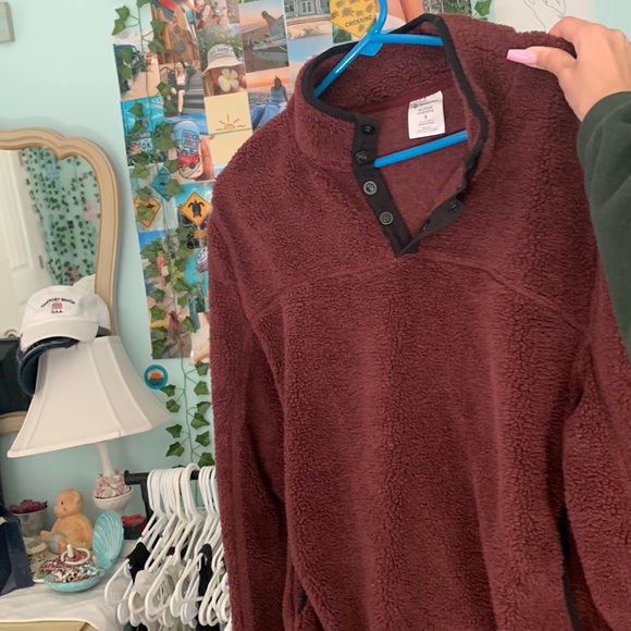 size small red half button sweater - Picture 2 of 5